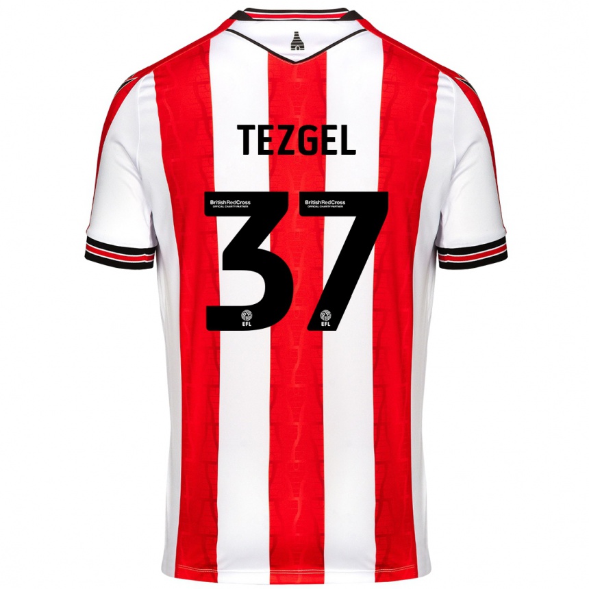 Kids Football Emre Tezgel #37 Red White Home Jersey 2024/25 T-Shirt Canada