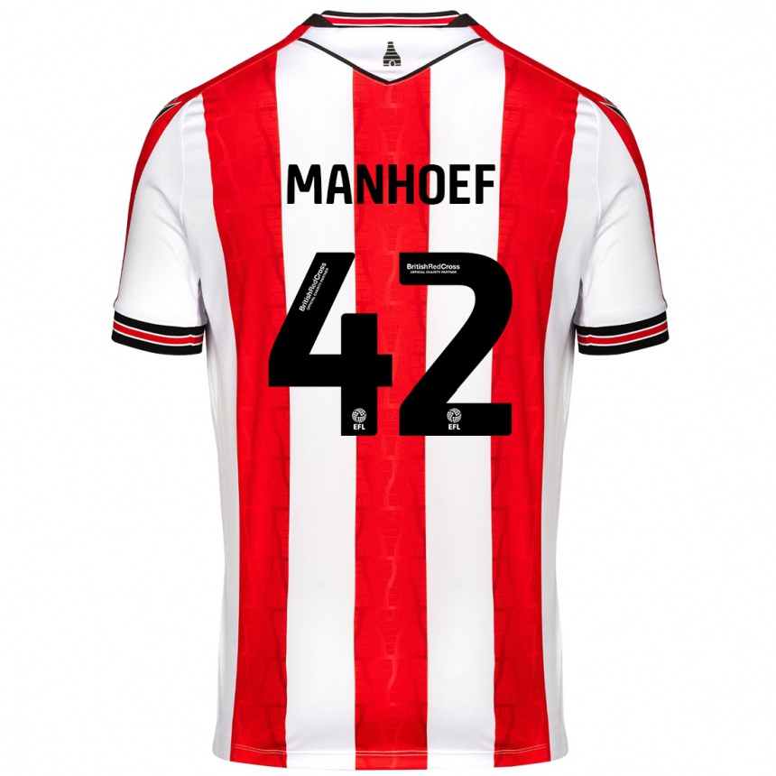 Enfant Football Maillot Million Manhoef #42 Rouge Blanc Tenues Domicile 2024/25 Canada