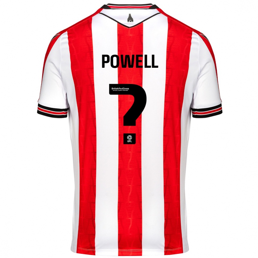 Kids Football Owen Powell #0 Red White Home Jersey 2024/25 T-Shirt Canada