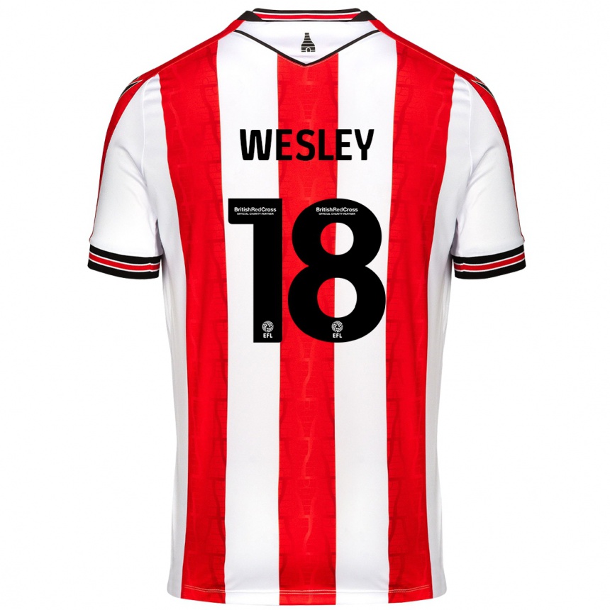 Kids Football Wesley Moraes #18 Red White Home Jersey 2024/25 T-Shirt Canada