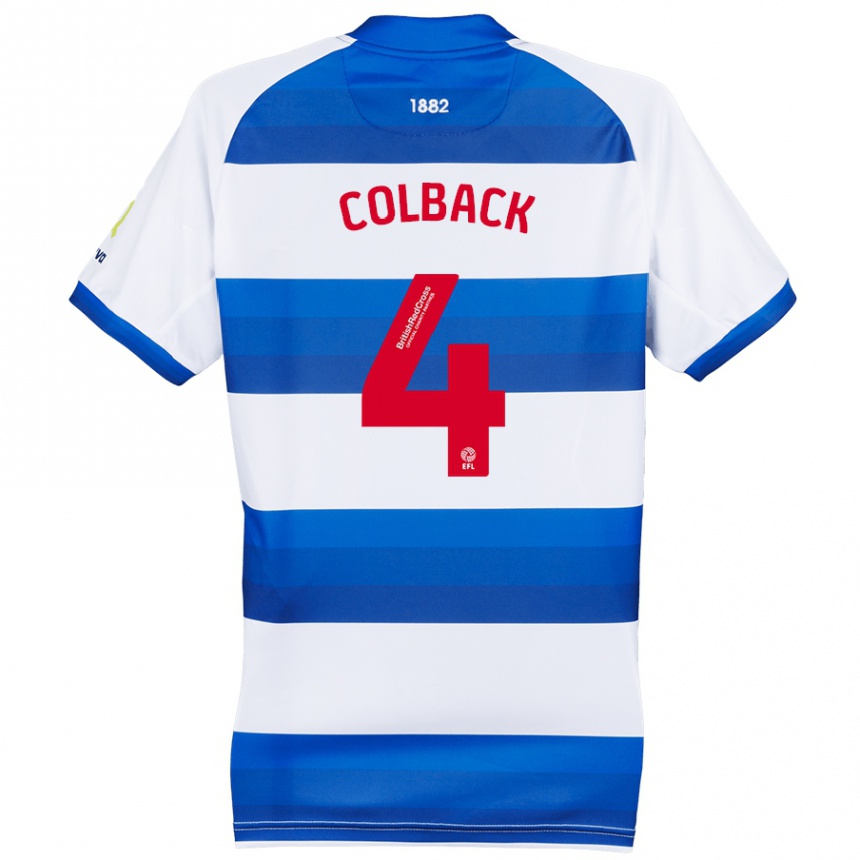 Kids Football Jack Colback #4 White Blue Home Jersey 2024/25 T-Shirt Canada