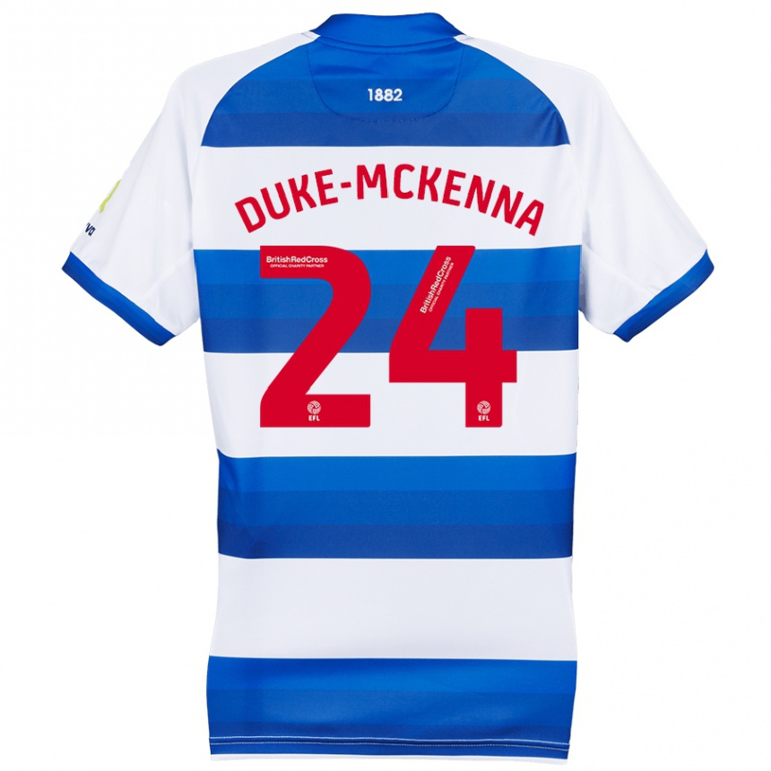 Kids Football Stephen Duke-Mckenna #24 White Blue Home Jersey 2024/25 T-Shirt Canada