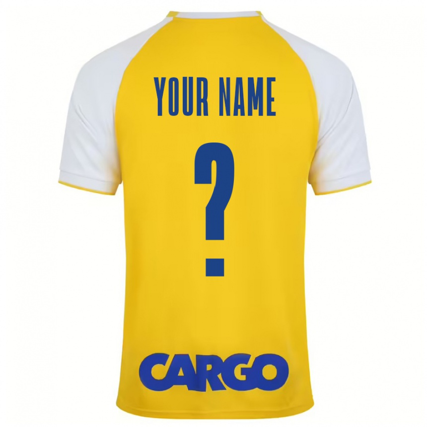 Enfant Football Maillot Votre Nom #0 Jaune Blanc Tenues Domicile 2024/25 Canada