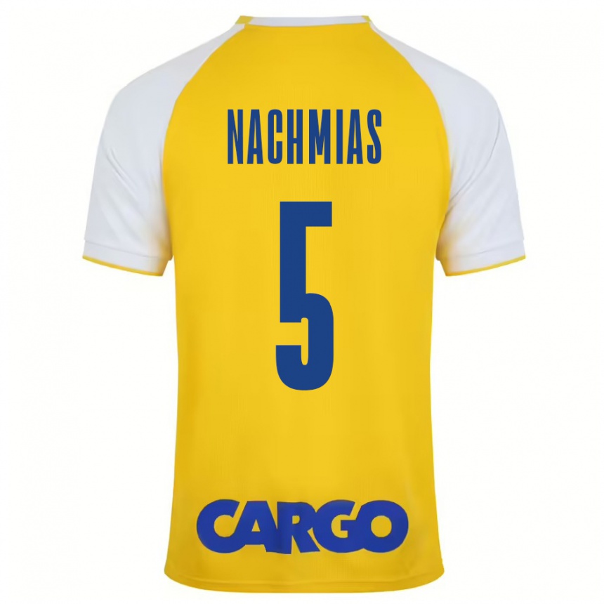 Kids Football Idan Nachmias #5 Yellow White Home Jersey 2024/25 T-Shirt Canada