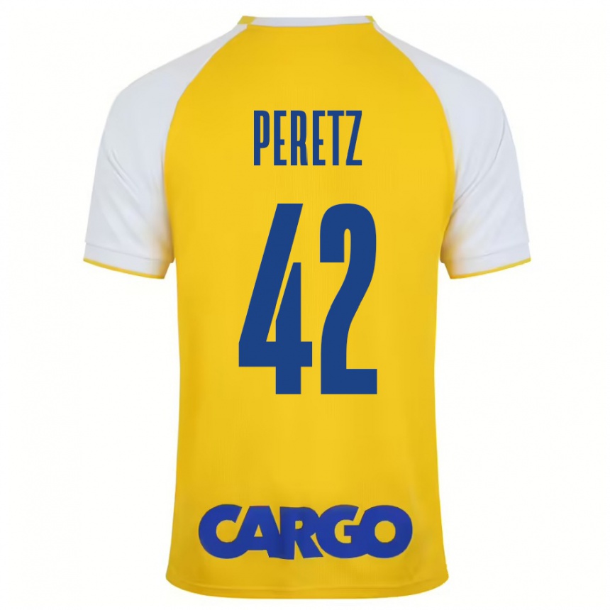 Enfant Football Maillot Dor Peretz #42 Jaune Blanc Tenues Domicile 2024/25 Canada