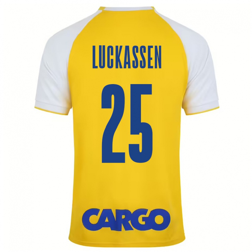 Kids Football Derrick Luckassen #25 Yellow White Home Jersey 2024/25 T-Shirt Canada