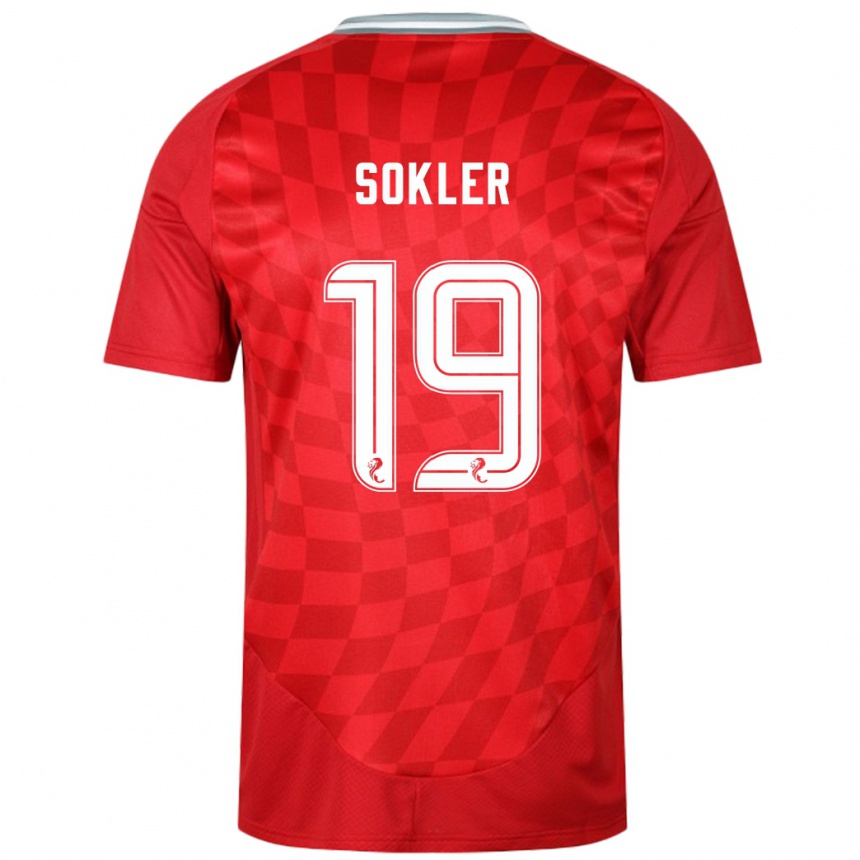 Kids Football Ester Sokler #19 Red Home Jersey 2024/25 T-Shirt Canada