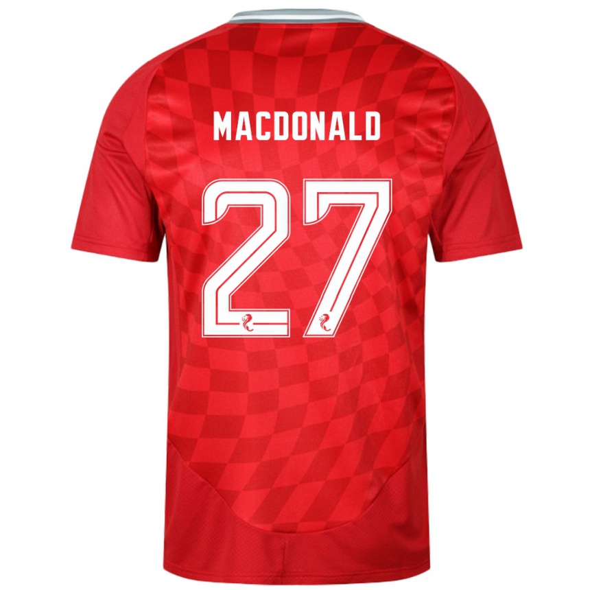 Kids Football Angus Macdonald #27 Red Home Jersey 2024/25 T-Shirt Canada