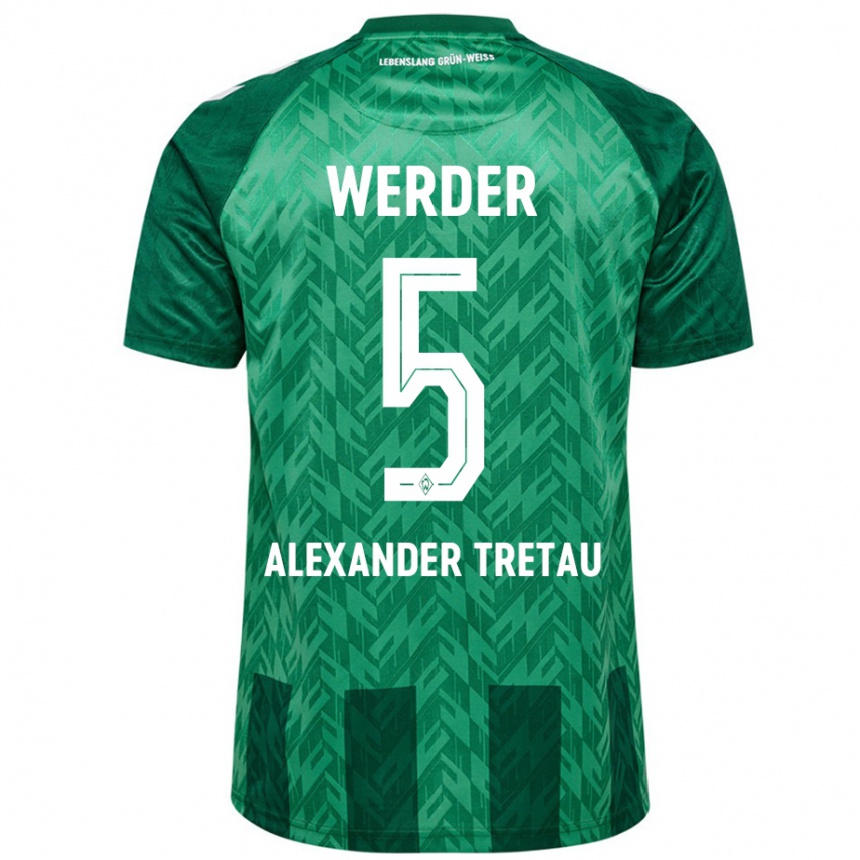 Kids Football Hans Alexander Tretau #5 Green Home Jersey 2024/25 T-Shirt Canada