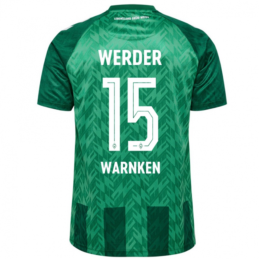 Kids Football Jannes Warnken #15 Green Home Jersey 2024/25 T-Shirt Canada