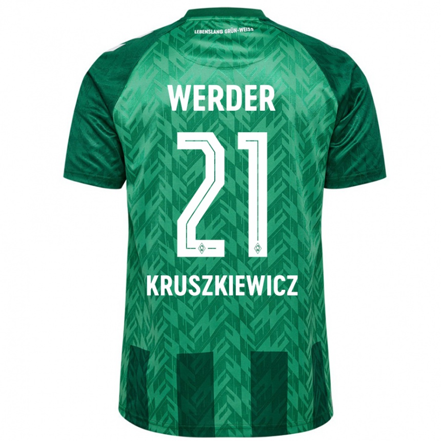 Kids Football Jakub Kruszkiewicz #21 Green Home Jersey 2024/25 T-Shirt Canada