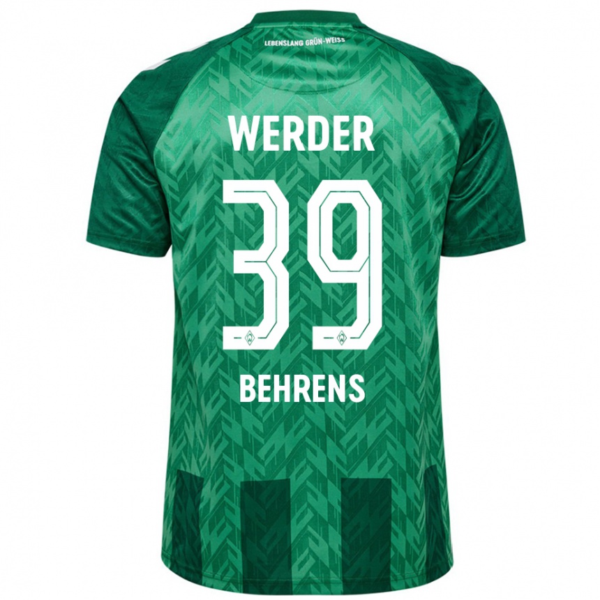 Kids Football Jette Behrens #39 Green Home Jersey 2024/25 T-Shirt Canada