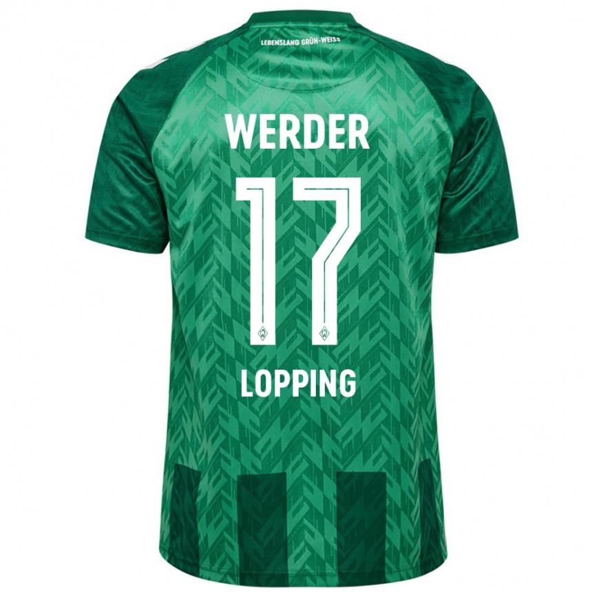 Kids Football Jakob Löpping #17 Green Home Jersey 2024/25 T-Shirt Canada