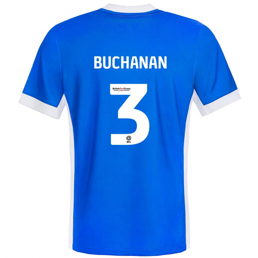 Enfant Football Maillot Lee Buchanan #3 Bleu Blanc Tenues Domicile 2024/25 Canada