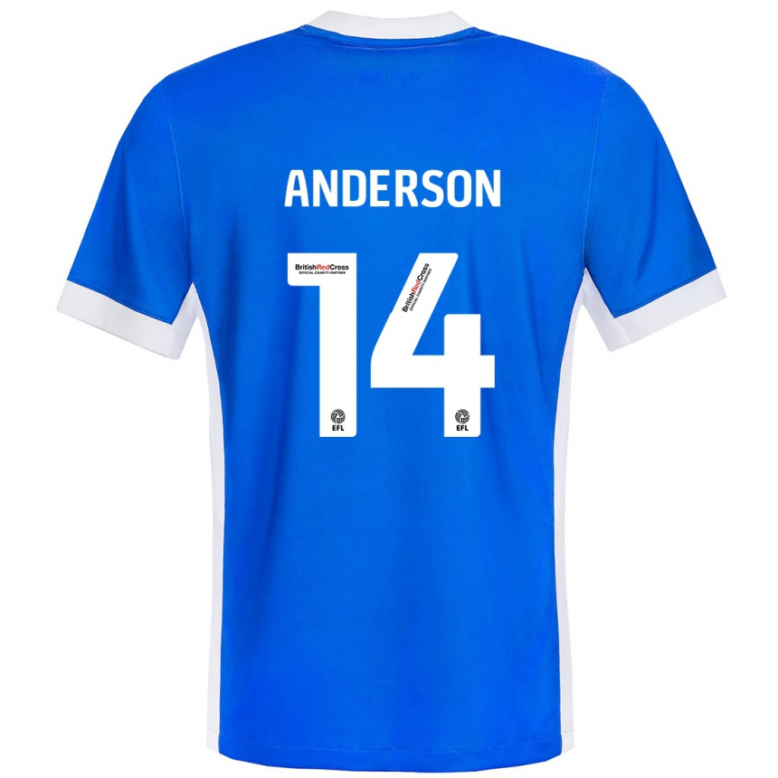 Kids Football Keshi Anderson #14 Blue White Home Jersey 2024/25 T-Shirt Canada