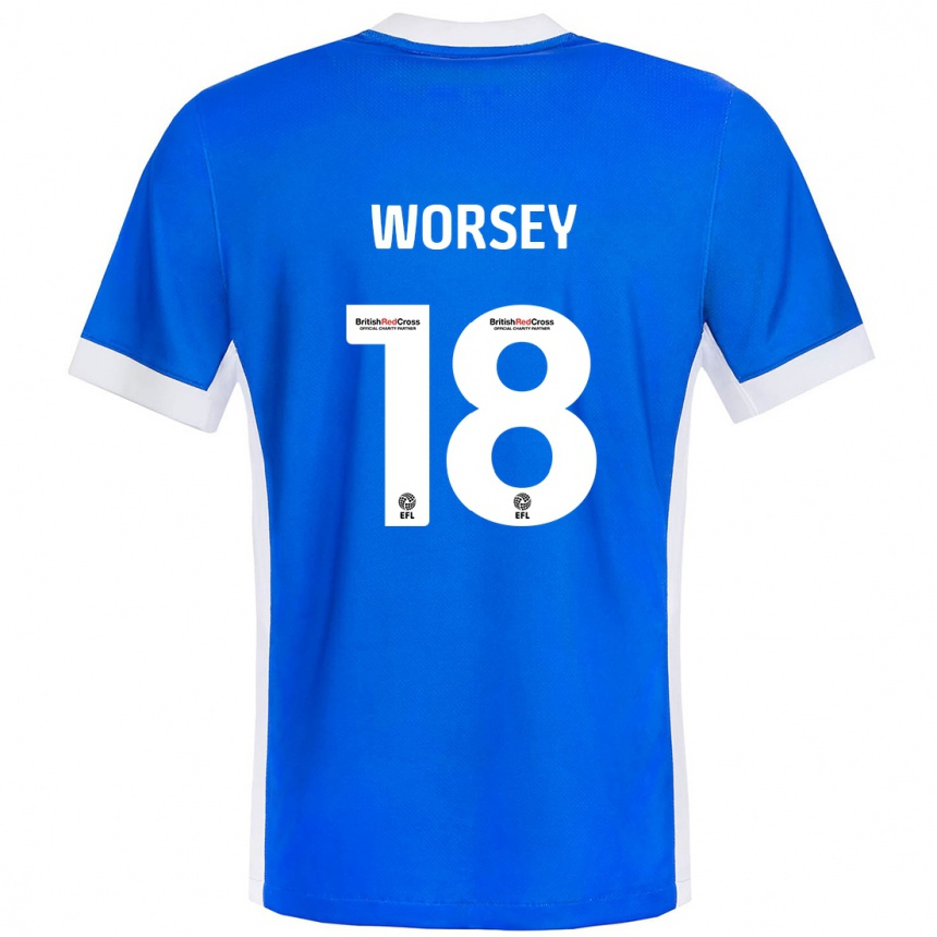 Kids Football Louanne Worsey #18 Blue White Home Jersey 2024/25 T-Shirt Canada