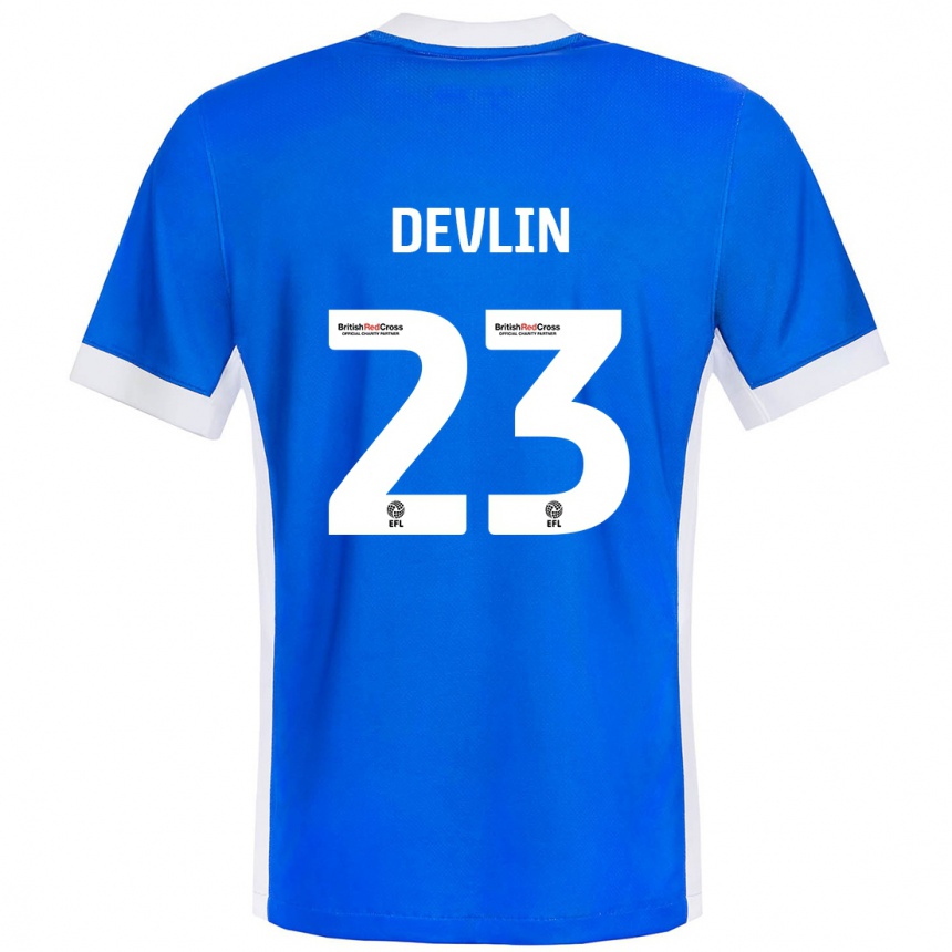 Kids Football Charlotte Devlin #23 Blue White Home Jersey 2024/25 T-Shirt Canada