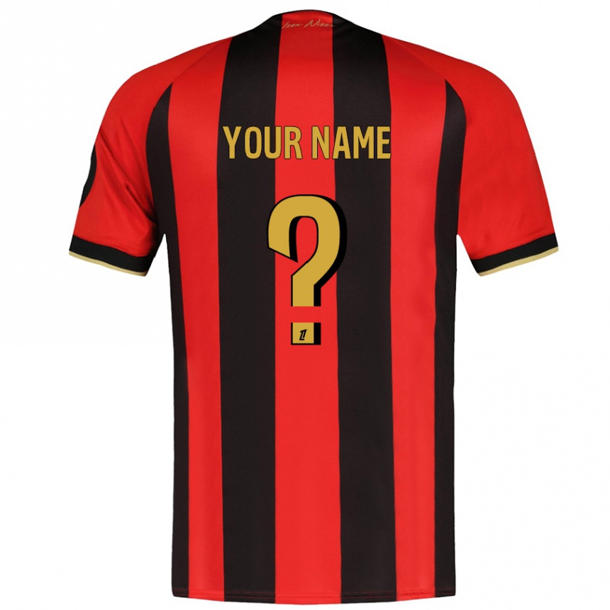 Kids Football Your Name #0 Red Black Home Jersey 2024/25 T-Shirt Canada