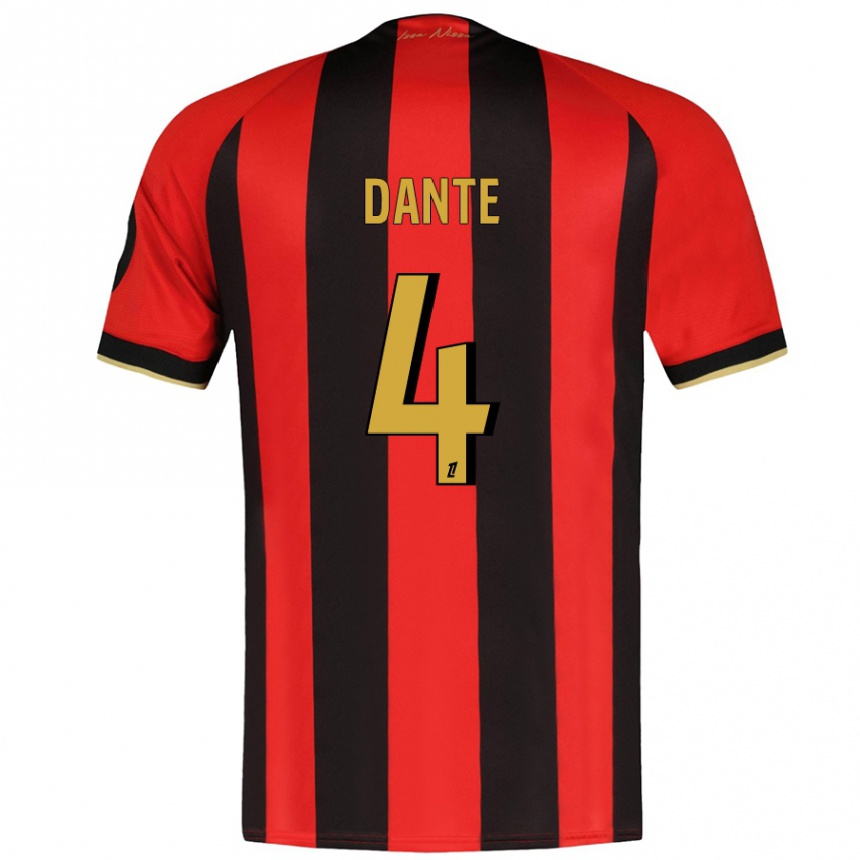 Kids Football Dante #4 Red Black Home Jersey 2024/25 T-Shirt Canada