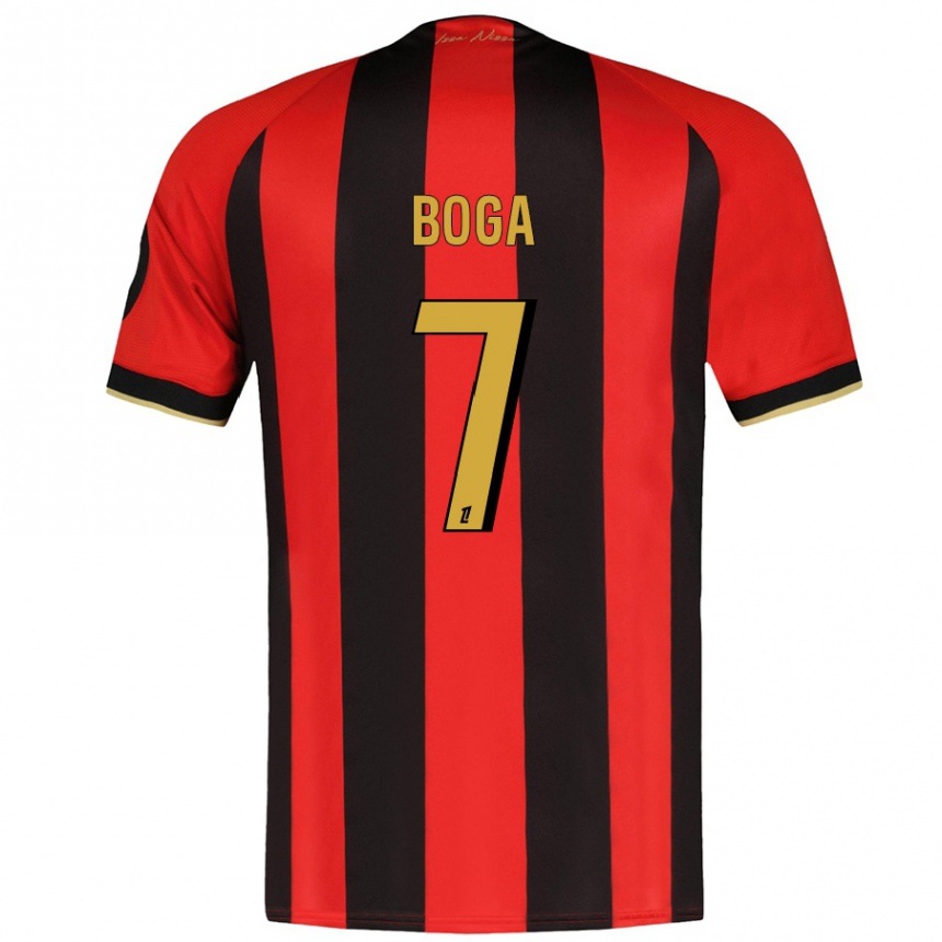 Kids Football Jérémie Boga #7 Red Black Home Jersey 2024/25 T-Shirt Canada