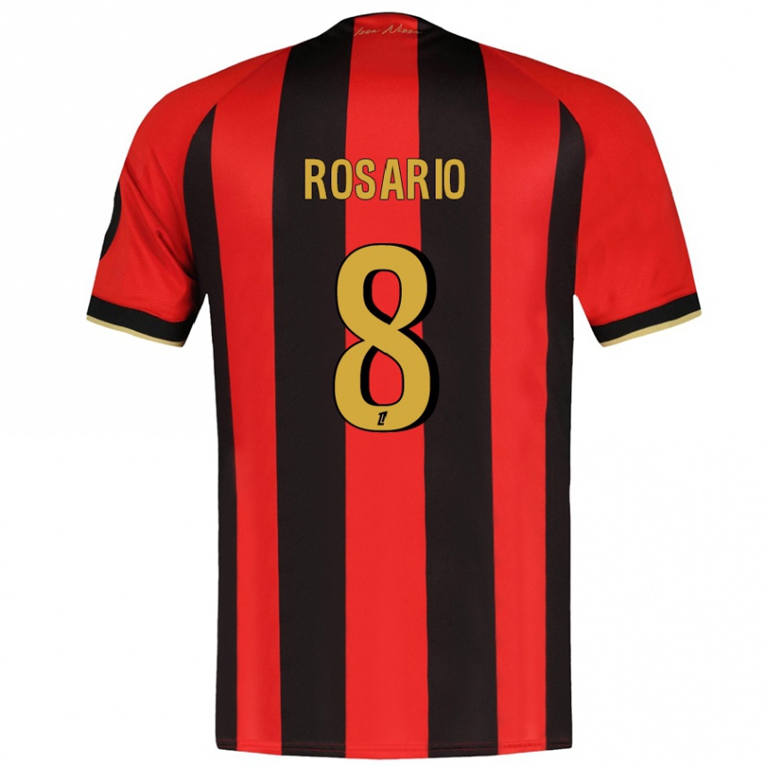 Kids Football Pablo Rosario #8 Red Black Home Jersey 2024/25 T-Shirt Canada