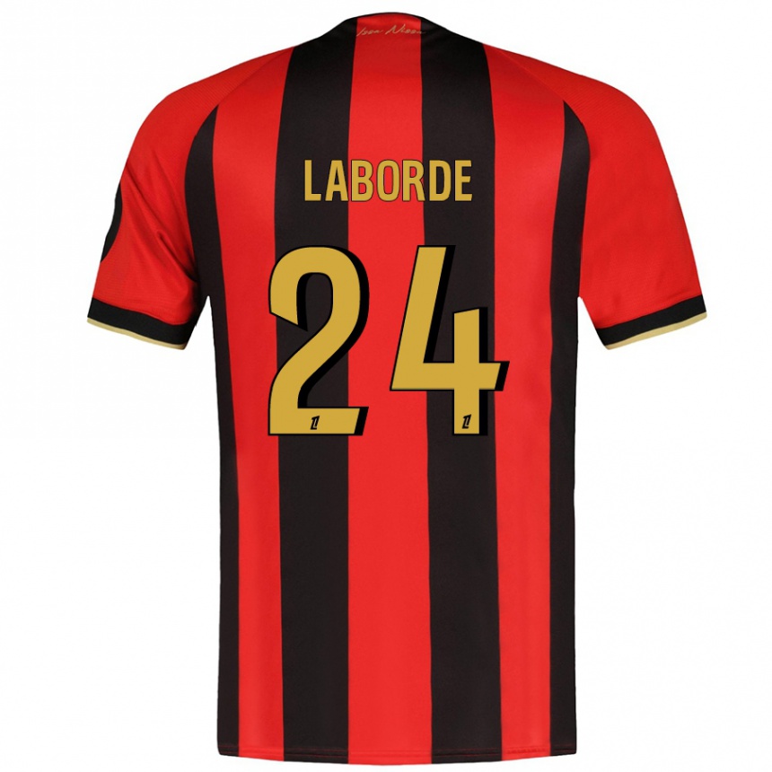 Kids Football Gaëtan Laborde #24 Red Black Home Jersey 2024/25 T-Shirt Canada