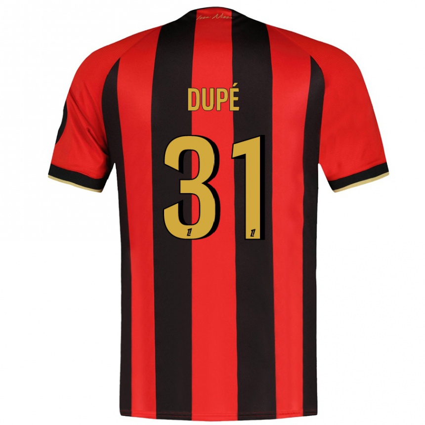 Kids Football Maxime Dupé #31 Red Black Home Jersey 2024/25 T-Shirt Canada