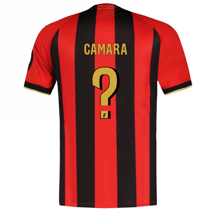 Kids Football Issiaga Camara #0 Red Black Home Jersey 2024/25 T-Shirt Canada