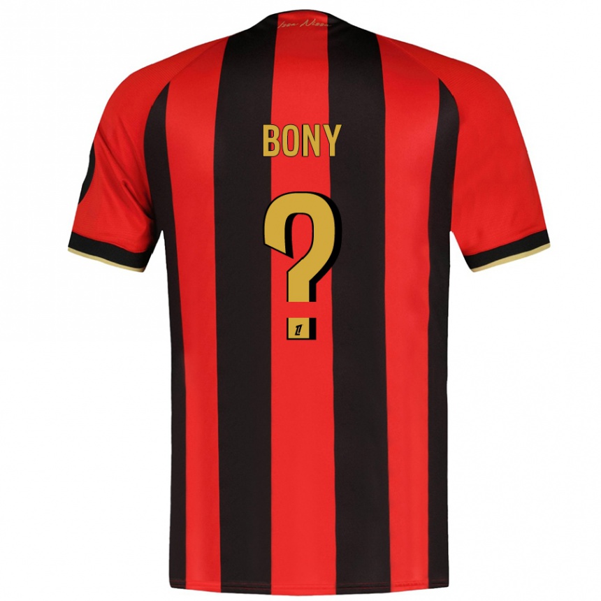 Kids Football Geoffroy Bony #0 Red Black Home Jersey 2024/25 T-Shirt Canada