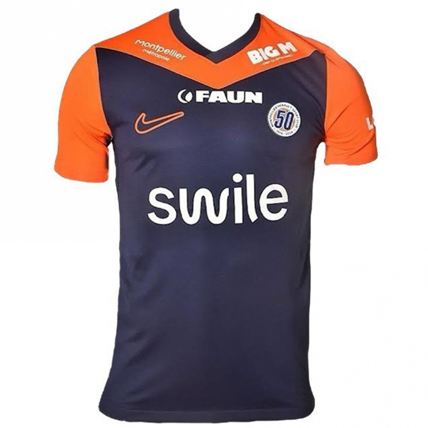 Kids Football Your Name #0 Navy Blue Orange Home Jersey 2024/25 T-Shirt Canada