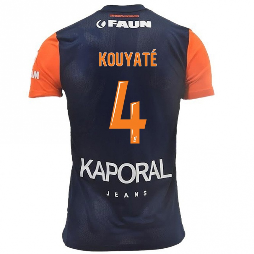 Kids Football Kiki Kouyaté #4 Navy Blue Orange Home Jersey 2024/25 T-Shirt Canada