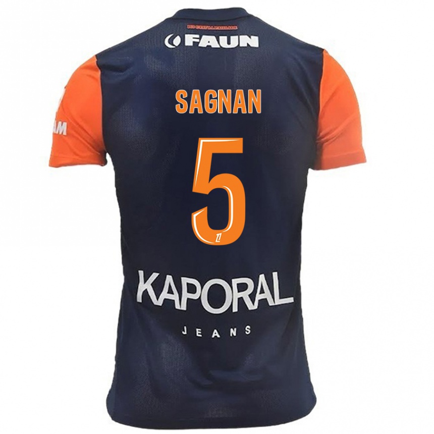 Kids Football Modibo Sagnan #5 Navy Blue Orange Home Jersey 2024/25 T-Shirt Canada