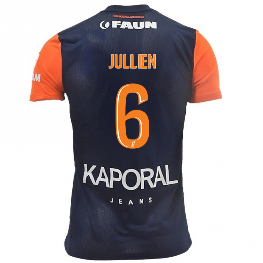 Kids Football Christopher Jullien #6 Navy Blue Orange Home Jersey 2024/25 T-Shirt Canada