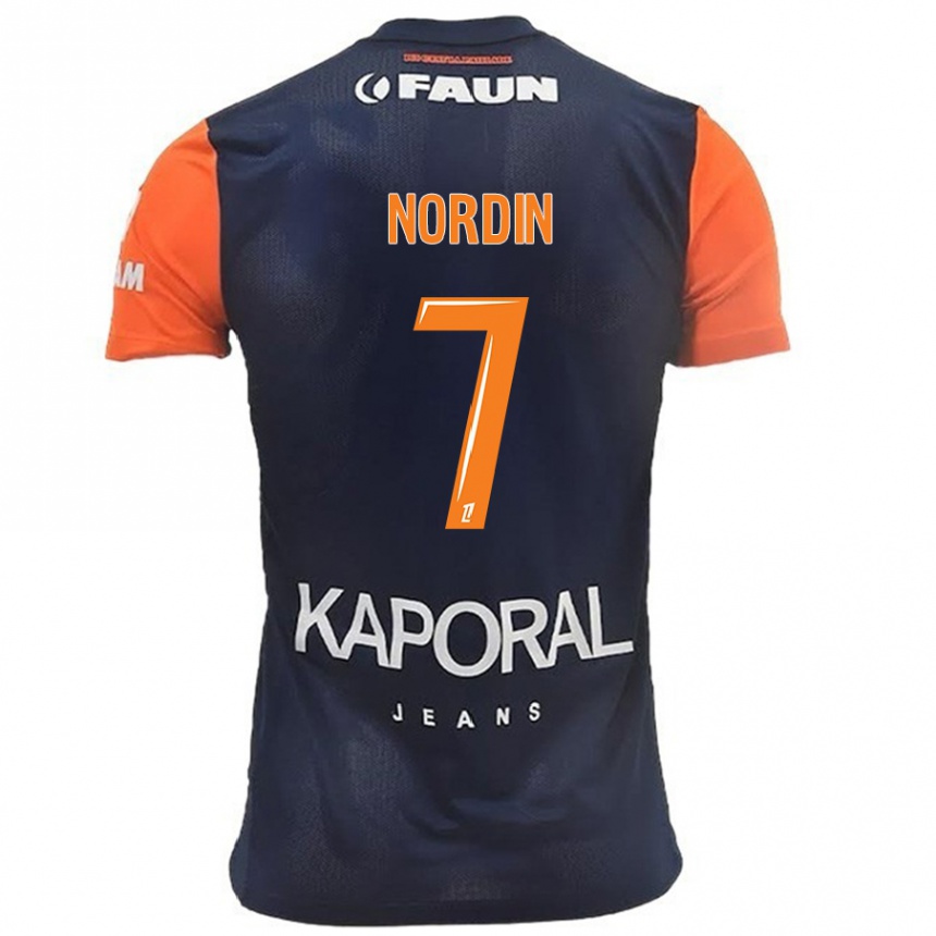 Kids Football Arnaud Nordin #7 Navy Blue Orange Home Jersey 2024/25 T-Shirt Canada