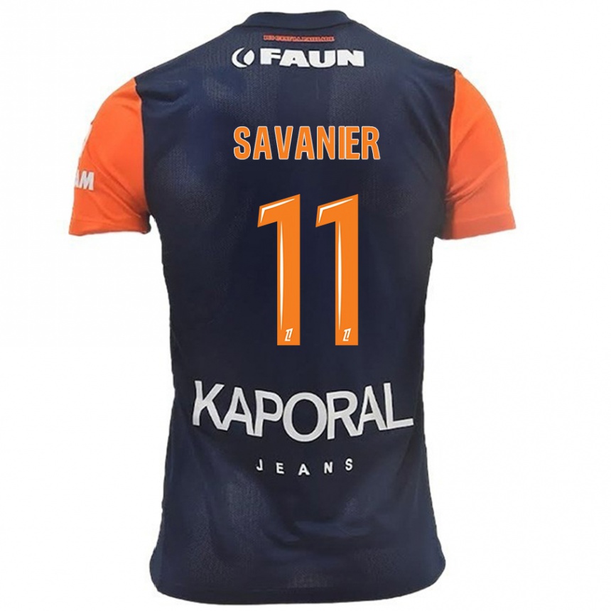 Kids Football Téji Savanier #11 Navy Blue Orange Home Jersey 2024/25 T-Shirt Canada