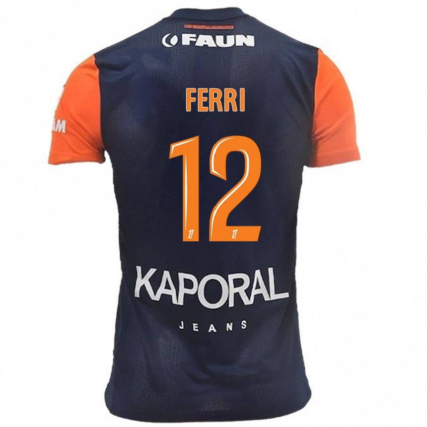 Kids Football Jordan Ferri #12 Navy Blue Orange Home Jersey 2024/25 T-Shirt Canada