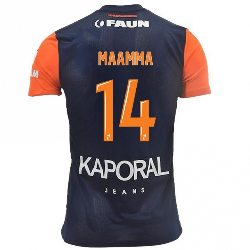 Kids Football Othmane Maamma #14 Navy Blue Orange Home Jersey 2024/25 T-Shirt Canada