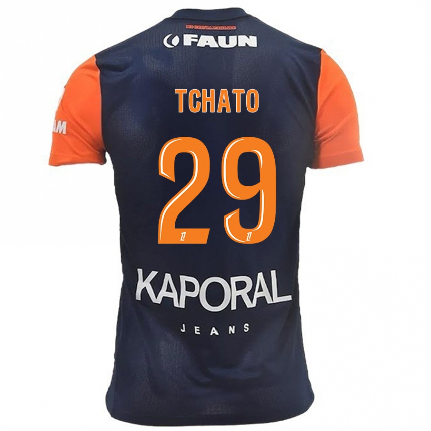 Kids Football Enzo Tchato #29 Navy Blue Orange Home Jersey 2024/25 T-Shirt Canada