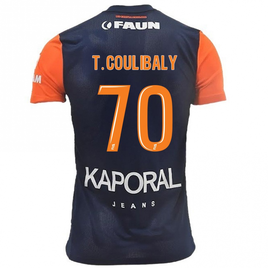 Kids Football Tanguy Coulibaly #70 Navy Blue Orange Home Jersey 2024/25 T-Shirt Canada