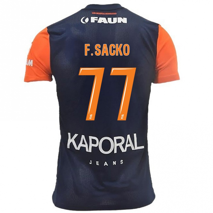 Kids Football Falaye Sacko #77 Navy Blue Orange Home Jersey 2024/25 T-Shirt Canada