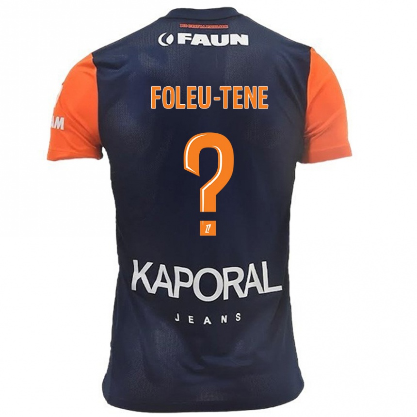 Kids Football Kévin Foleu-Tene #0 Navy Blue Orange Home Jersey 2024/25 T-Shirt Canada