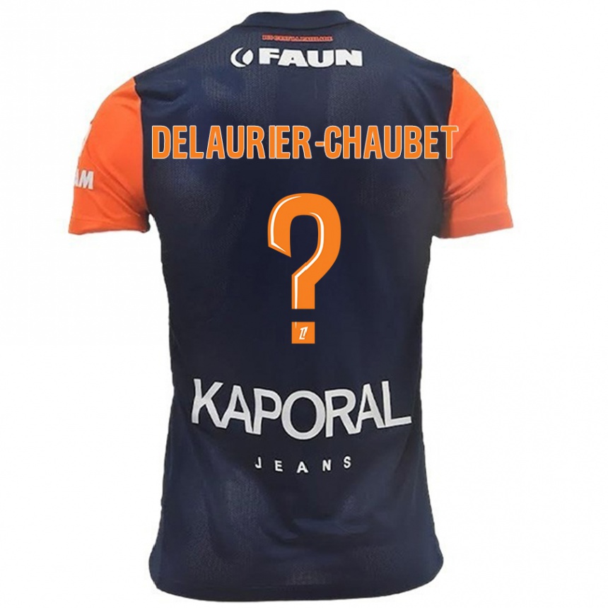 Kids Football Tom Delaurier-Chaubet #0 Navy Blue Orange Home Jersey 2024/25 T-Shirt Canada