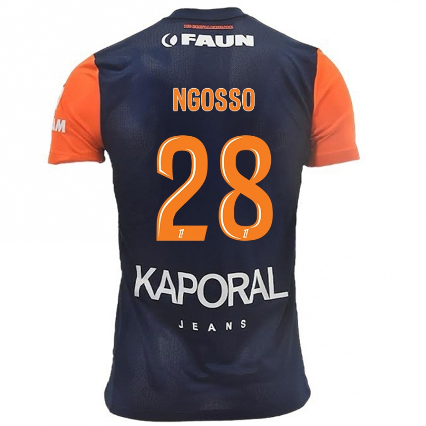 Kids Football Glenn Ngosso #28 Navy Blue Orange Home Jersey 2024/25 T-Shirt Canada