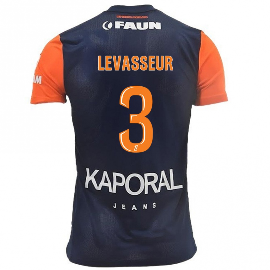 Kids Football Marie Levasseur #3 Navy Blue Orange Home Jersey 2024/25 T-Shirt Canada