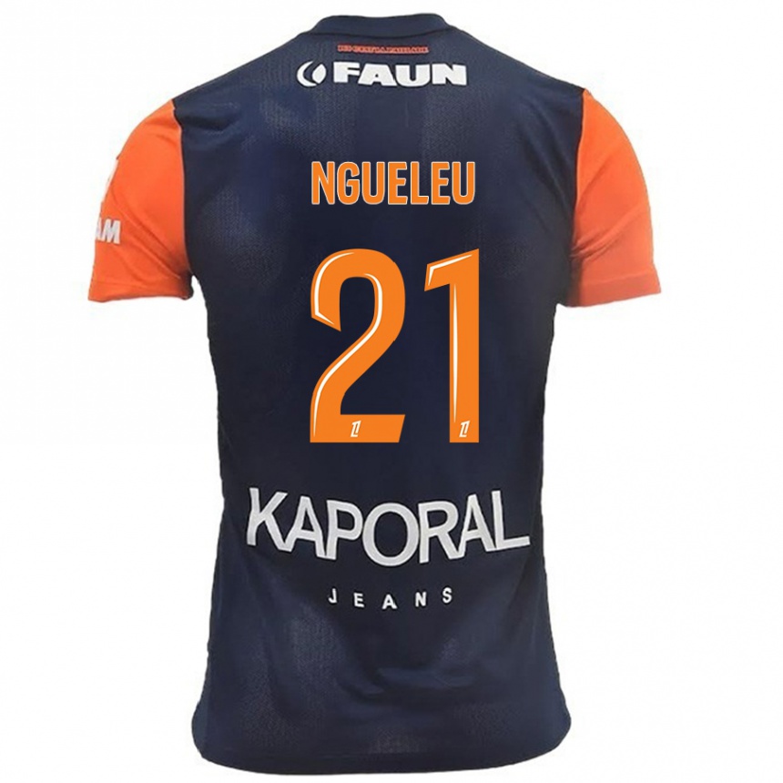 Kids Football Nina Ngueleu #21 Navy Blue Orange Home Jersey 2024/25 T-Shirt Canada