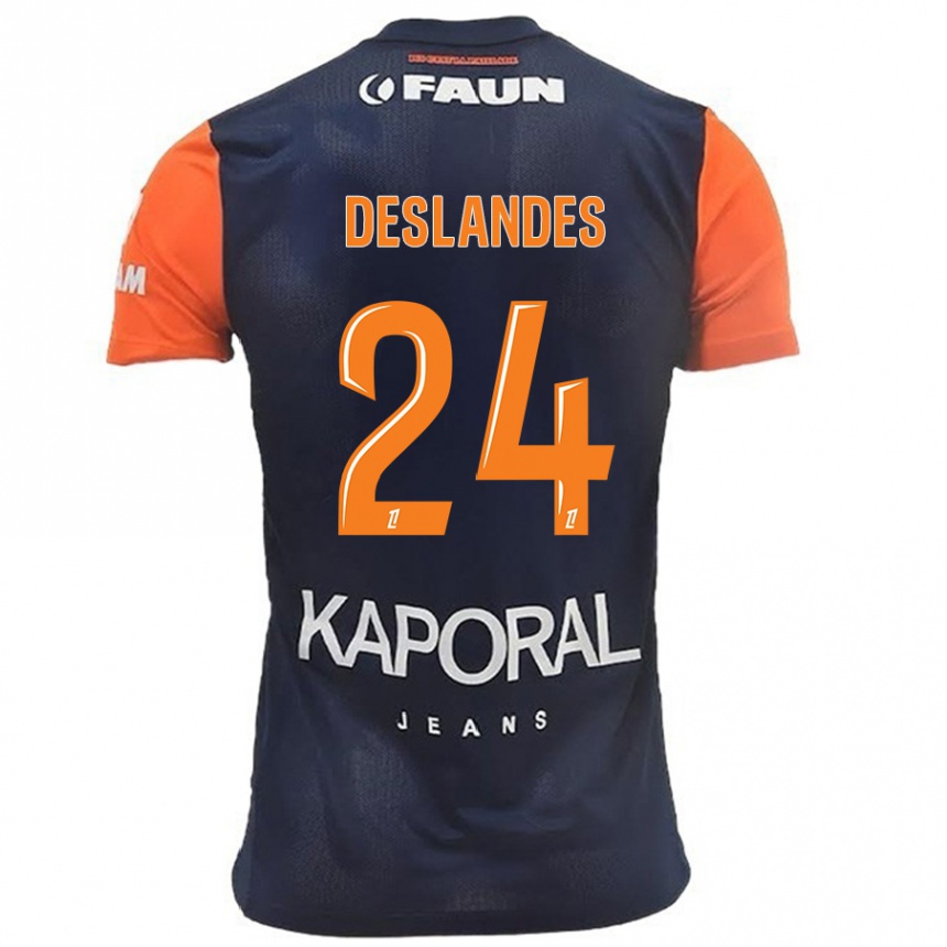 Kids Football Océane Deslandes #24 Navy Blue Orange Home Jersey 2024/25 T-Shirt Canada