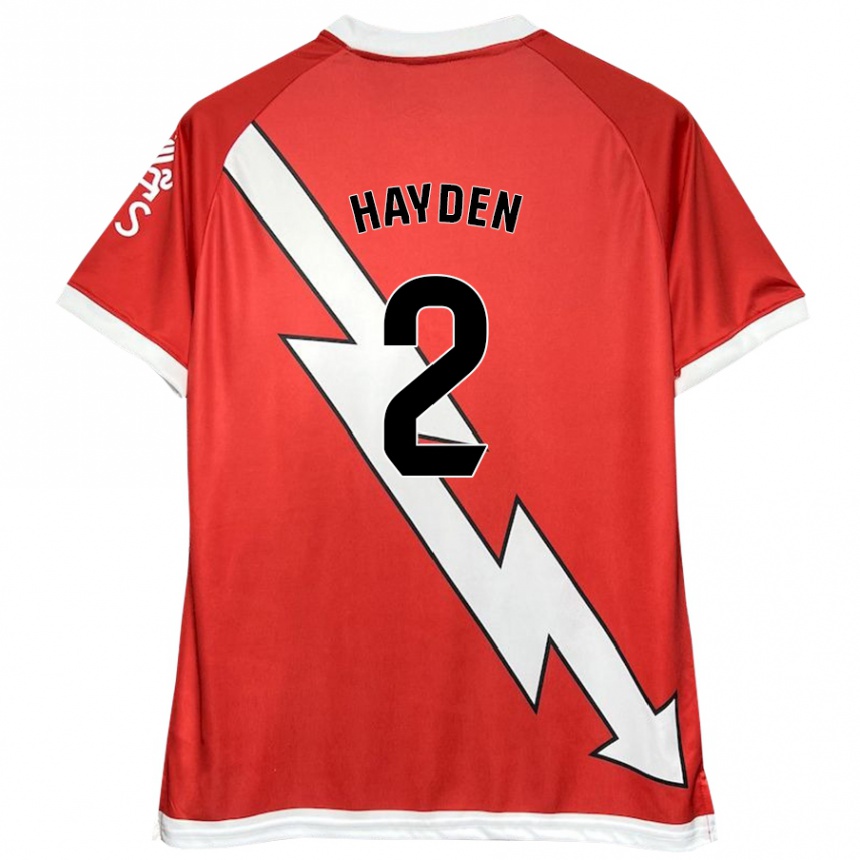 Kids Football Danielle Hayden #2 White Red Home Jersey 2024/25 T-Shirt Canada