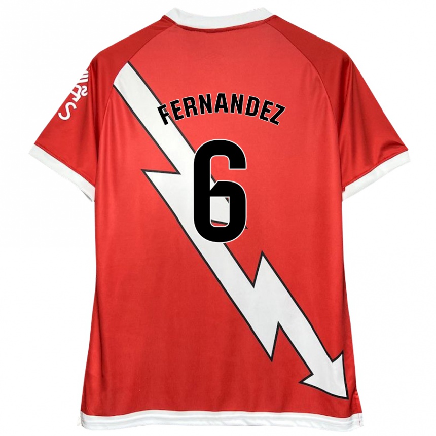 Kids Football Paula Fernández #6 White Red Home Jersey 2024/25 T-Shirt Canada