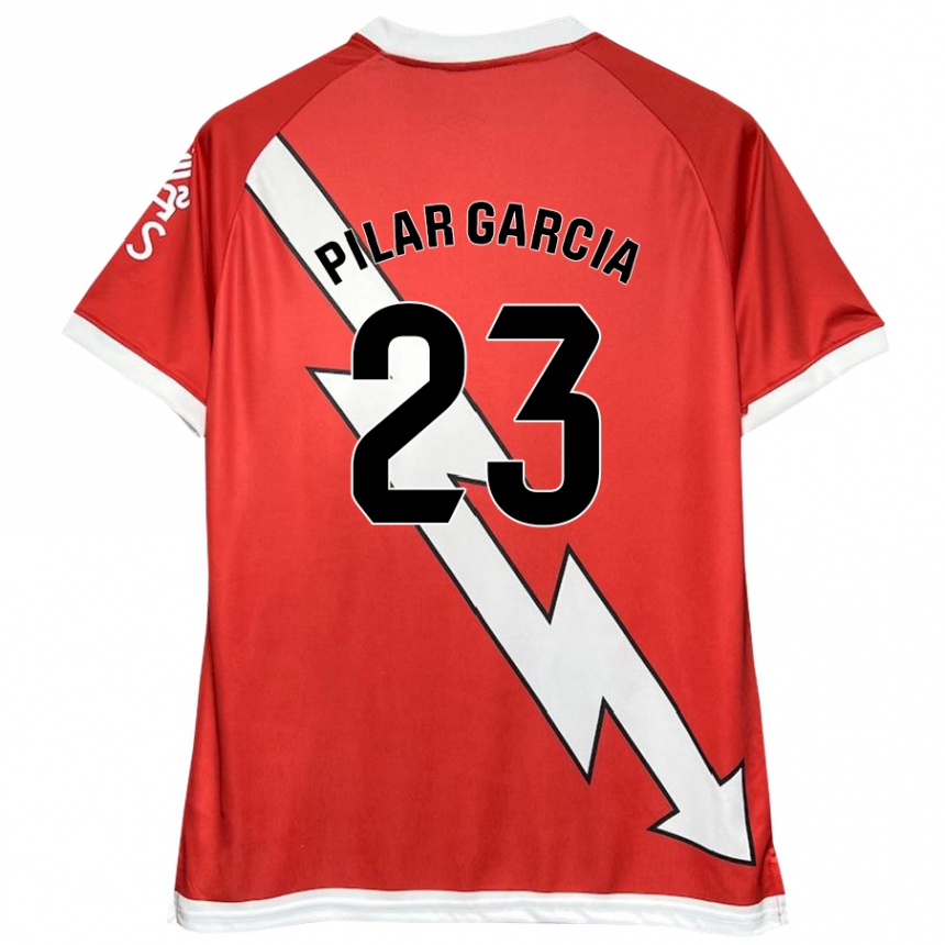 Kids Football María Pilar García Villalba #23 White Red Home Jersey 2024/25 T-Shirt Canada