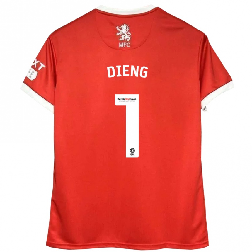 Kids Football Seny Dieng #1 Red White Home Jersey 2024/25 T-Shirt Canada